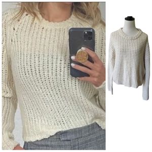 Wild Fable women's white cropped sweater open knit sweater size large